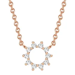 Glanzstücke München Halskette Blume/Kreis Sterling Silber Zirkonia in Silber Ketten 1 ct Damen