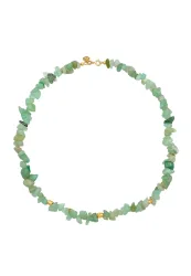 Elli - Halskette Aventurin Choker 925 Silber Vergoldet, 40cm, Hellgrün