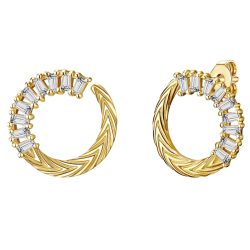 Lulu & Jane Ohrstecker aus Messing in Gelbgold mit Zirkonia Ohrringe 1 ct Damen