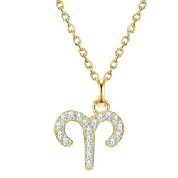 Glanzstücke München Halskette Sternzeichen Widder aus Sterling Silber in gelbgold mit Zirkonia Ketten 1 ct Damen