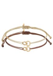 Elli Kreis Infinity Textilarmband Set 925 Silber vergoldet Armbänder & Armreife 1 ct Damen