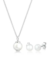 Elli Luxuriös Filigran Süßwasserzuchtperlen 925 Silber Schmuck-Set 1 ct Damen