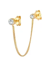 Elli - Ohrringe Doppel Ohrstecker Kristalle 925 Silber, One Size, Gold
