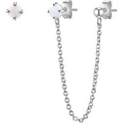 Glanzstücke München Ohrstecker Sterling Silber Opal (synth.) in Silber Ohrringe 1 ct Damen