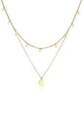 Elli 2er Set Choker Layer Plättchen Geo Look 925 Silber Ketten 1 ct Damen