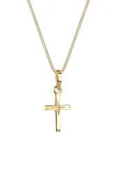 Elli - Halskette Kreuz Anhänger Sterngravur, 45cm, Gold