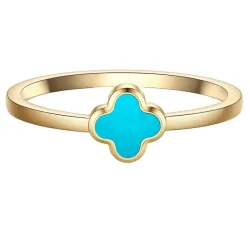 Glanzstücke München Ring Kleeblatt aus Edelstahl in gelbgold mit Türkis (synth.) Ringe 1 ct Damen