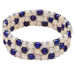 Lulu & Jane Perlen-Armband Messing Süßwasser-Zuchtperle in Silber Armbänder & Armreife 1 ct Damen