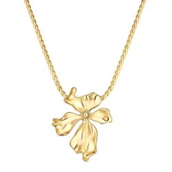 Yokoamii Halskette Blume aus Metall-Legierung in gelbgold Ketten 1 ct Damen
