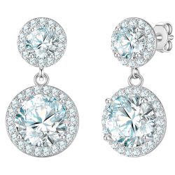 Yokoamii Ohrhänger aus Messing in silber mit Zirkonia Ohrringe 1 ct Damen