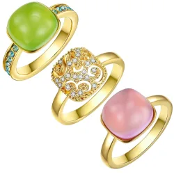 Lulu & Jane Schmuckset Metall-Legierung verziert mit Kristallen von Swarovski® in Gelbgold Ringe 1 ct Damen