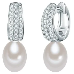 Lulu & Jane Perlen-Ohrhänger Sterling Silber Zirkonia Süßwasser-Zuchtperle in Silber Ohrringe 1 ct Damen