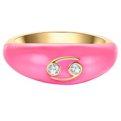 Glanzstücke München Ring Sternzeichen Krebs aus Sterling Silber in Gelbgold mit Zirkonia Ringe 1 ct Damen