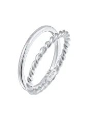 Elli Basic Twisted 2er Set 925 Silber Ringe 1 ct Damen