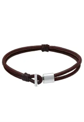 KUZZOI Herren Echtleder Knoten Haken Schwarz 925er Silber Herrenschmuck 1 ct