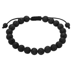 True Rebels Armband aus Edelstahl in Schwarz mit Lavastein Armbänder & Armreife 1 ct Herren