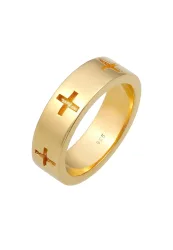 Elli Kreuz Cut Out Bandring Religiös Glaube 925 Silber Ringe 1 ct Damen