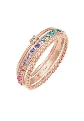 Elli - Ring 3Er Set Regenbogen Kristalle, 54mm, Goldrosa