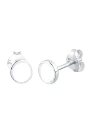 Elli - Ohrringe Basic Geo Kreis Emaille, One Size, Weiss