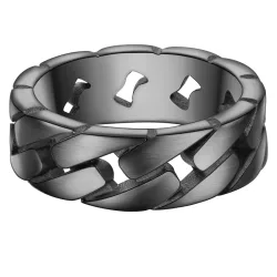True Rebels Ring aus Edelstahl in gunmetal Herrenschmuck 1 ct Herren