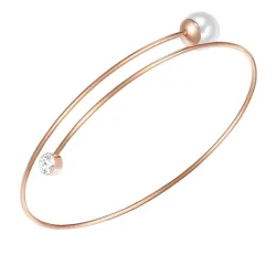 Lulu & Jane Perlen-Armband Messing Glaskristall Muschelkernperle in Silber Armbänder & Armreife 1 ct Damen
