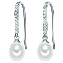 Valero Pearls Perlen-Ohrhänger aus Sterling Silber in gelbgold mit Zirkonia Süßwasser-Zuchtperle Ohrringe 1 ct Damen