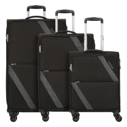 American Tourister Star Max 4 Rollen Kofferset 3-teilig mit Dehnfalte Reisetaschen 1 ct Schwarz Herren
