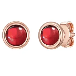 Glanzstücke München Ohrstecker Sterling Silber Granat in Roségold Ohrringe 1 ct Damen