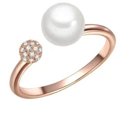 Valero Pearls - Damen Ring, 54, Goldrosa