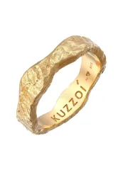 Kuzzoi - Ring  Bandring Organic Struktur 925 Silber, 62mm, Gold