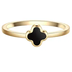 Glanzstücke München Ring Kleeblatt aus Edelstahl in gelbgold mit Achat Ringe 1 ct Damen