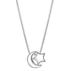 Glanzstücke München Halskette Mond/Stern aus Sterling Silber in silber Ketten 1 ct Damen