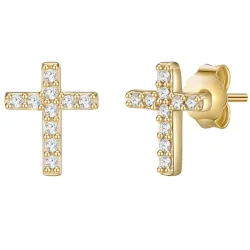 Glanzstücke München Ohrstecker Kreuz aus Sterling Silber in gelbgold mit Topas Ohrringe 1 ct Damen