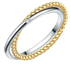 Lulu & Jane Diamant-Ring Sterling Silber Diamant in Silber/Gelbgold Ringe 1 ct Damen