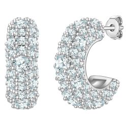 Yokoamii Creolen aus Messing in silber mit Zirkonia Ohrringe 1 ct Damen