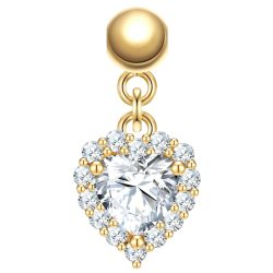 Glanzstücke München Charm Herz aus Sterling Silber in Gelbdold mit Zirkonia Ketten 1 ct Damen