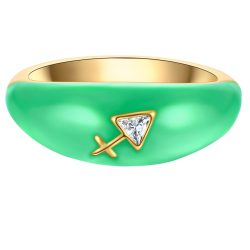 Glanzstücke München Ring Sternzeichen Schütze aus Sterling Silber in Gelbgold mit Zirkonia Ringe 1 ct Damen