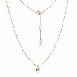Maja Emulto Halskette - Perle Amethyst rosegold facettiert - MEN-3394-AB-PW