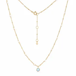 Maja Emulto Halskette - Chalcedon blau Perlen vergoldet - MEN-3394-CBT-PW