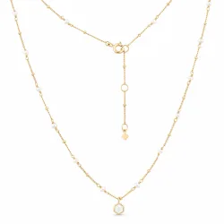Maja Emulto Halskette - Perlen Moonstone 925 Silber vergoldet - MEN-3394-MR-PW
