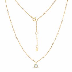Maja Emulto Halskette - Topaz blau Perlen 925 Silber vergoldet - MEN-3394-TBS-PW