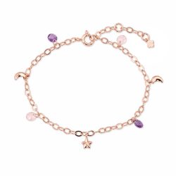 Maja Emulto Armband - Roségold Amethyst Rosenquarz Stern Mond - MEB-1746-AB-RQ