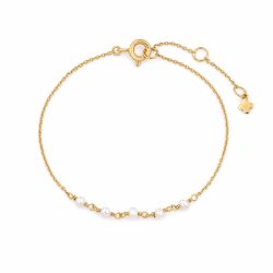Maja Emulto Armband - weiße Perlen 925 Silber vergoldet - MEB-1838-PW