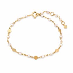 Maja Emulto Armband - weiße Perlen 925 Silber vergoldet gold - MEB-2161-PW