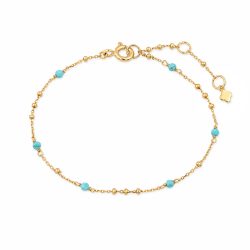 Maja Emulto Armband - Türkis facettiert 925 Silber vergoldet - MEB-2581-TQS