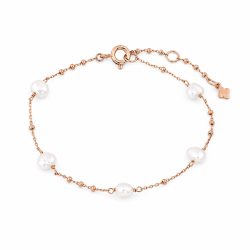 Maja Emulto Armband - Perlen rosegold 925 Silber - MEB-2591-PW