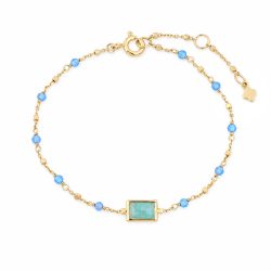 Maja Emulto Armband - Amazonit Chalcedon blau vergoldet - MEB-2889-AZ-CBT