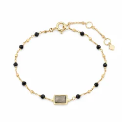 Maja Emulto Armband - Spinell Labradorit vergoldet schwarz - MEB-2889-L-SLB