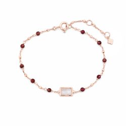 Maja Emulto Armband - Moonstone Granat rosegold rechteckig - MEB-2889-MR-G