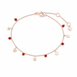 Maja Emulto Armband - Onyx rot rosegold Stern Herz - MEB-2902-OR